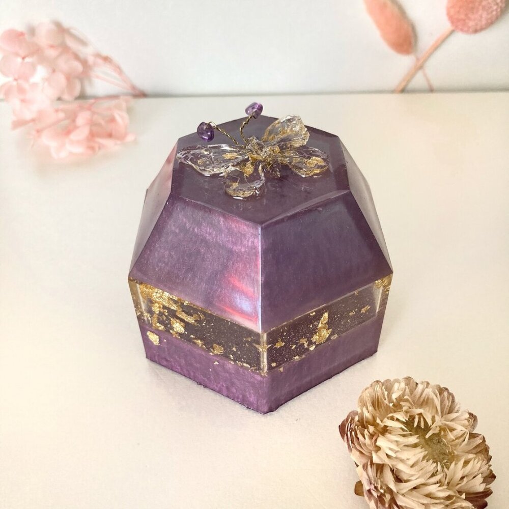Resin Trinket box / Trinket Box with Lid / Butterfly jewelry box